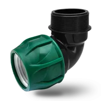 Колено компрессионное (угол) Poelsan 32 x ¾" с наружной резьбой