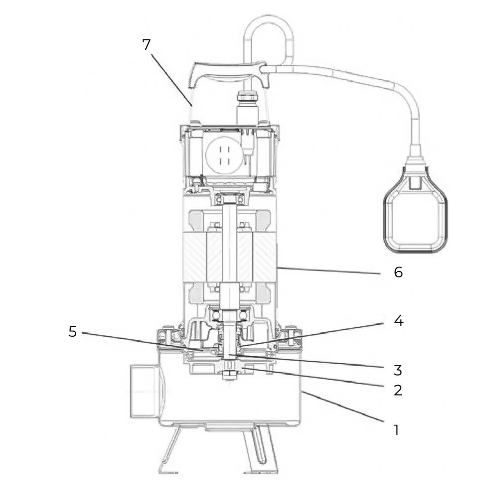 Схема фекального насоса DAB FEKA VS 1000 M-A  Схема фекального насоса DAB FEKA VS 1000 M-A
