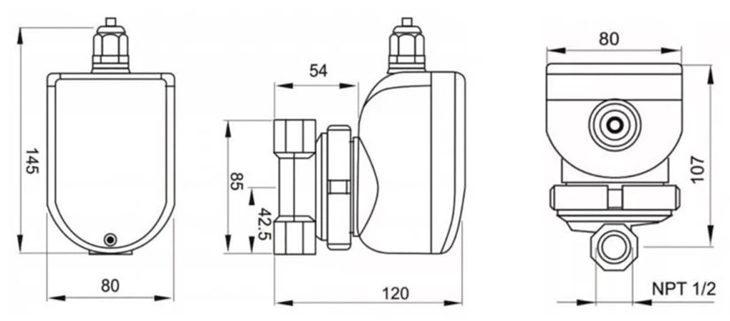 Габариты насоса Габариты IBO CPI 15-15